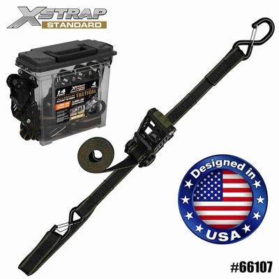 Xstrap 66107 1-1/4 بوصة × 14 بوصة 4PK من الألومنيوم بسقاطة ربط لأسفل 1000 رطل SWL