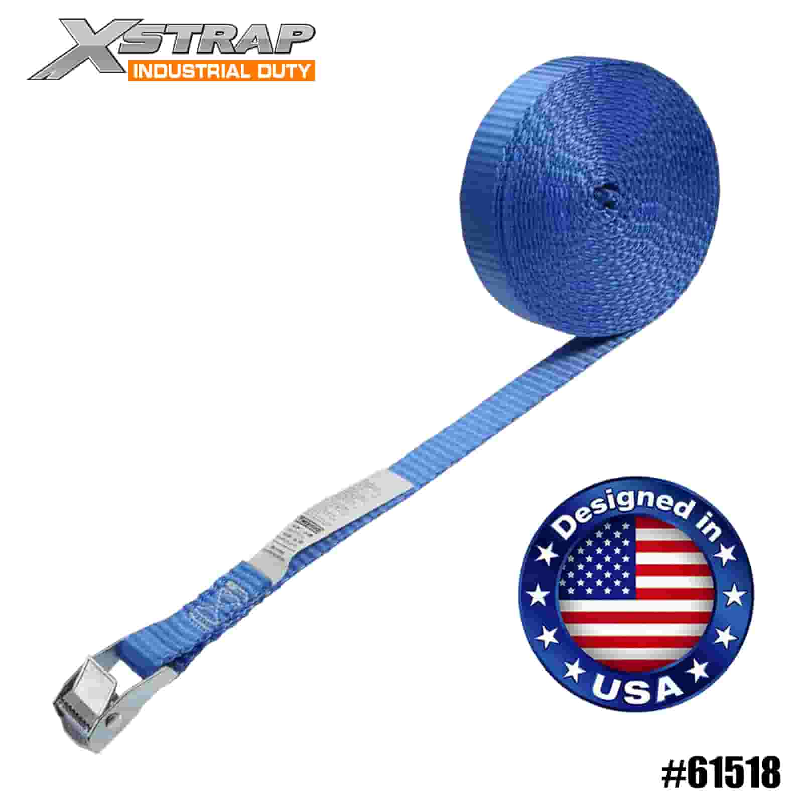 Xstrap 61518 1 بوصة × 15 بوصة حزام بإبزيم كام أزرق لا نهاية له 166 رطل SWL