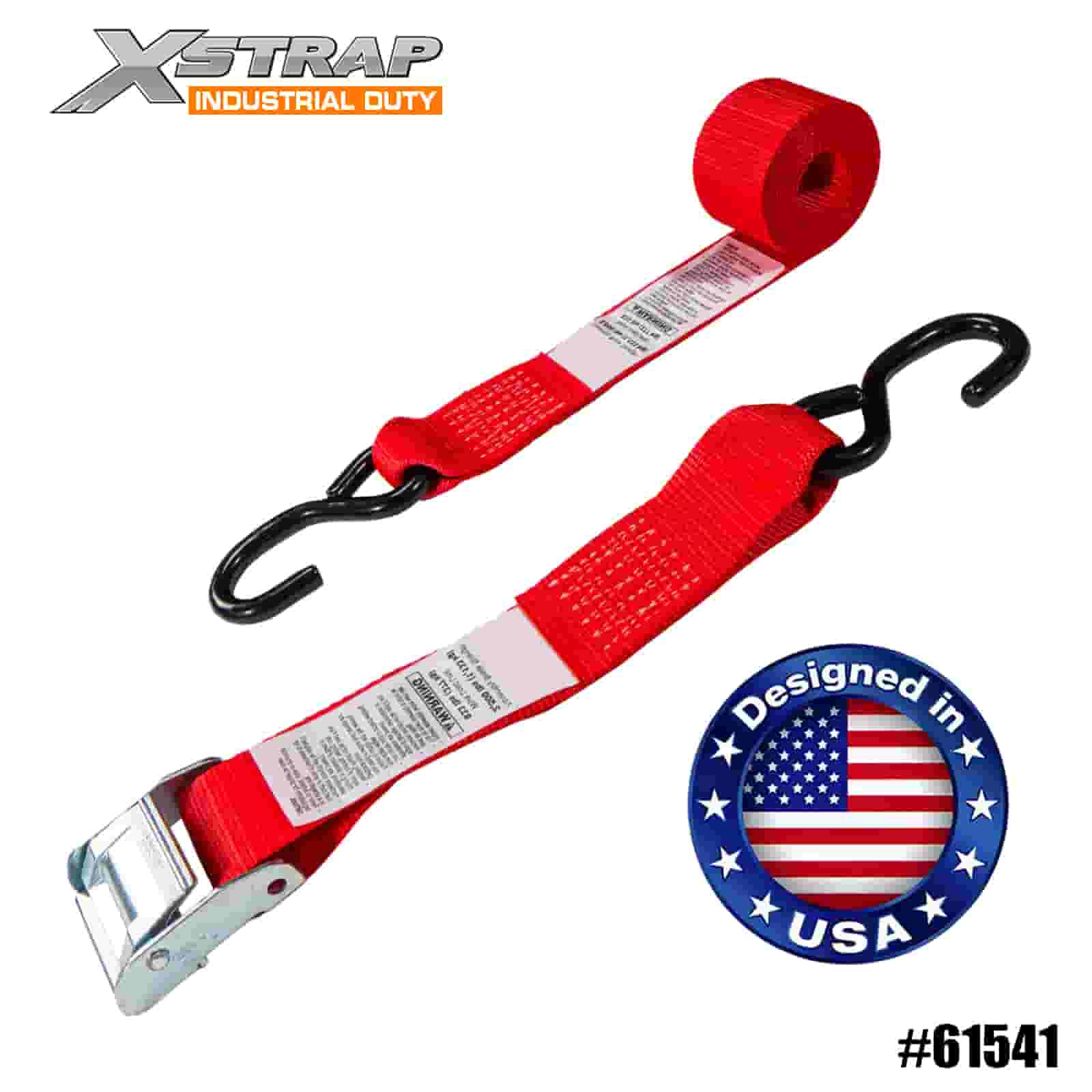 Xstrap 61541 2 بوصة × 8 بوصة 4PK حزام مشبك كام للدراجة النارية مع خطاف S 400 رطل SWL