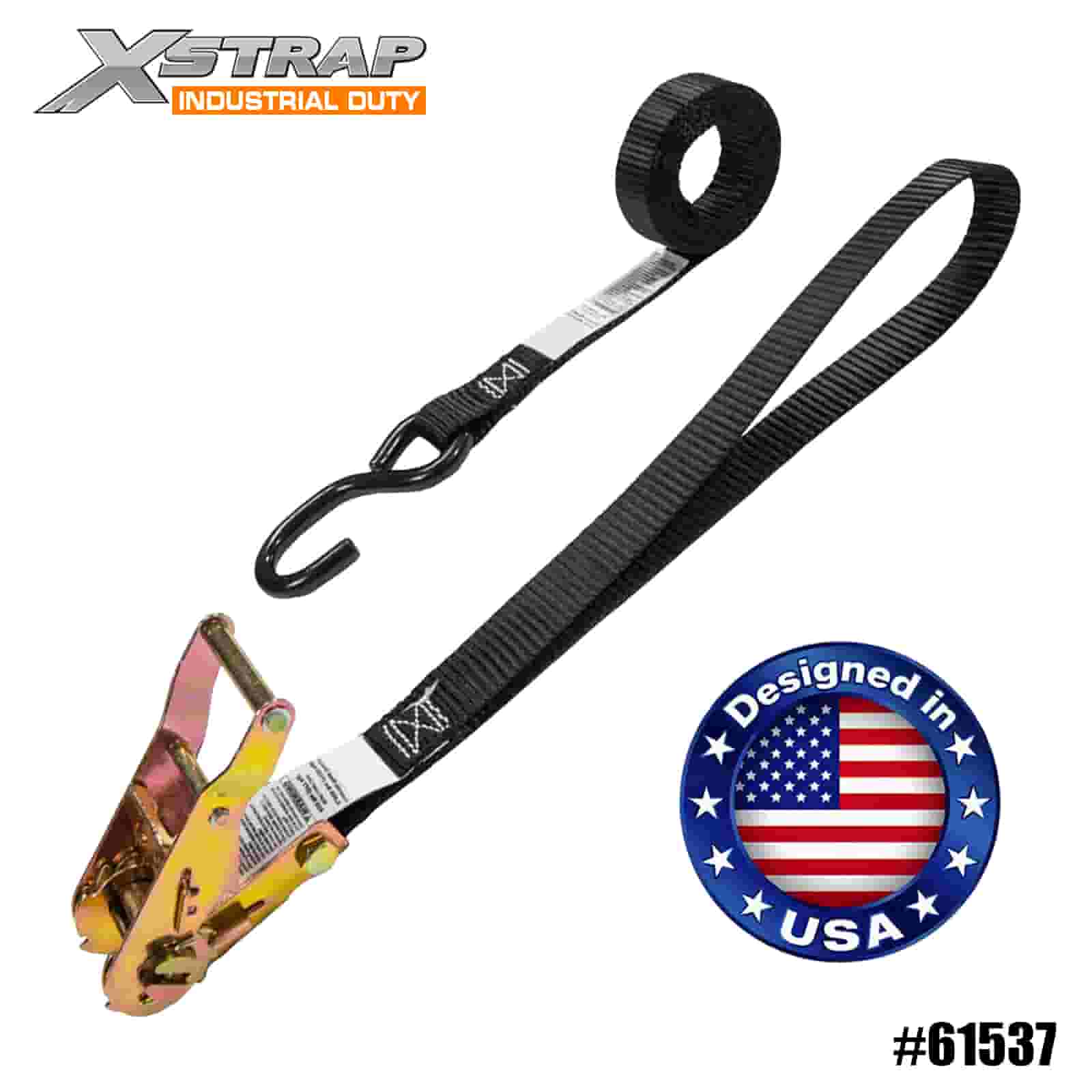 Xstrap 61537 1 بوصة × 6 بوصة 4PK حزام سقاطة للدراجة النارية مع حلقة مخيطة 12 بوصة 833 رطل SWL