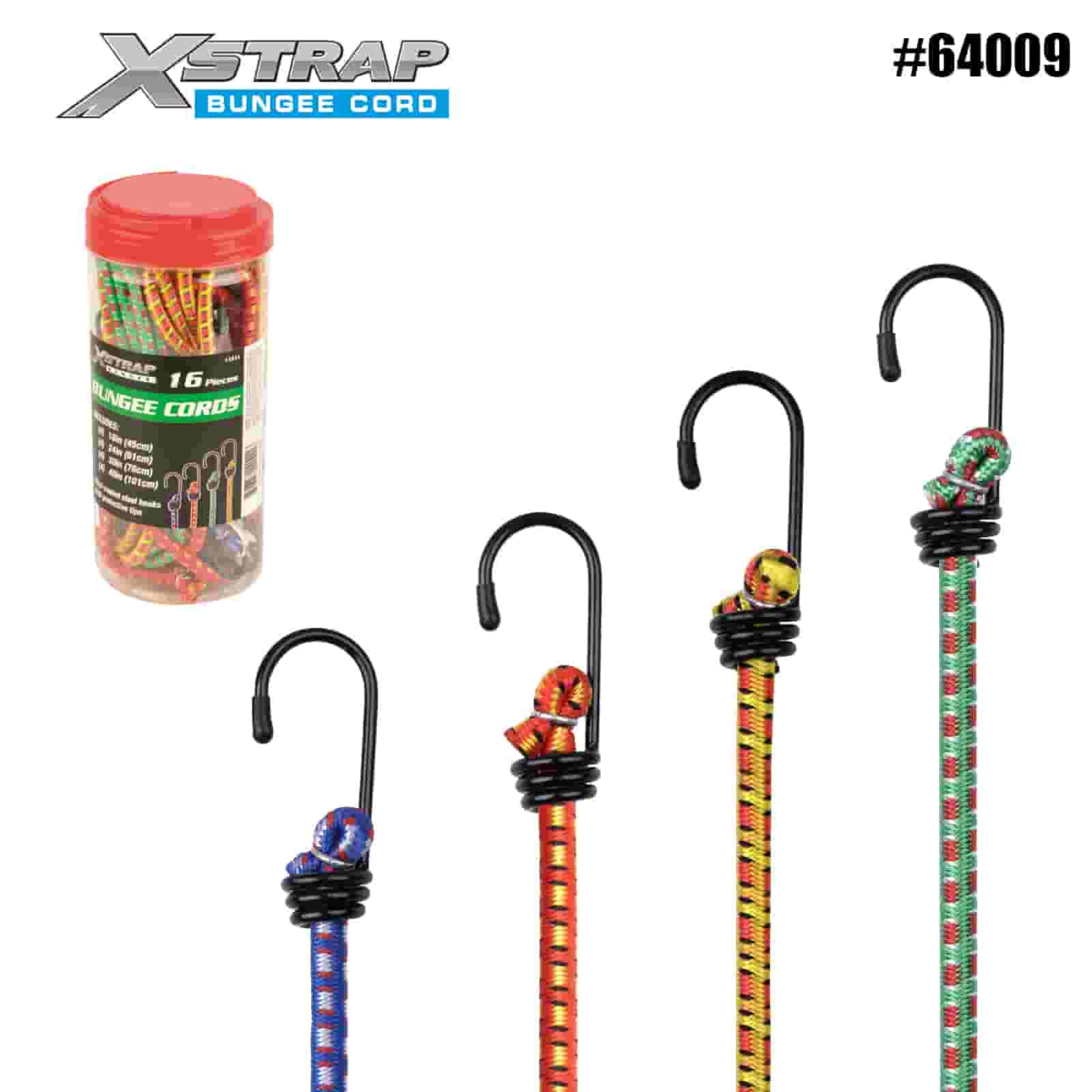 Xstrap 64009 16PK حبال بنجي 8 مم × 18 بوصة/24 بوصة /30 بوصة/ 40 بوصة 44-55 رطل SWL